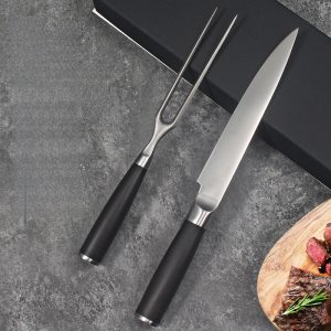 Camping portable household knife set gift combination iron plate knife and fork stainless steel knife two-piece set chef professional meat cleaver