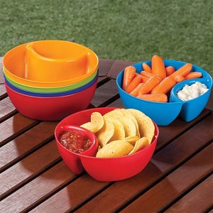 6-piece set of plastic french fry bowls, 6-color non fragile french fry bowls, multifunctional snack bowls, split bowls, dipping bowls, chopping and dipping bowls, split bowls, potato chip bowls, french fry cups, restaurant kitchen accessories