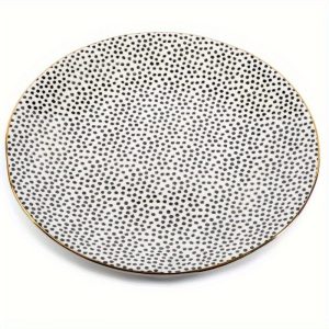 Stoneware Plate, Black & White, Dot Collection