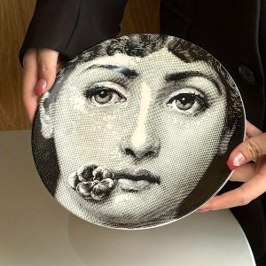 Italian Opera Singer Series Ceramic Dinner Plate Set - Vintage Decorative Face Art Plates for Home Decor, Jewelry Display Tray for Necklace and Ring, Unique Holiday Gift for Friends (Set of 1)