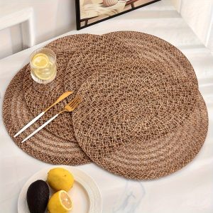 4pcs/2pcs Jute Round Placemats Table Decoration Placemats Natural Material Placemats